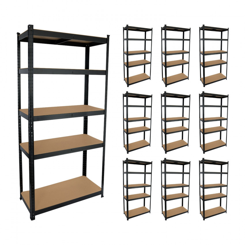 MegaPack 10 Estanterías Modulares Metálicas con 5 Baldas 875kg 90x40x180cm Thinia Home Estanterías 1